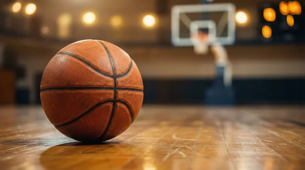 Mercados de apostas em basquetebol com bola de basquetebol e tabela de odds